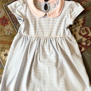 Charming Striped Kids Dress with Pink Collar